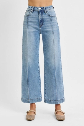 Risen Jeans High Rise Crop Wide Jeans Daily Essentials Classic Wear Textured