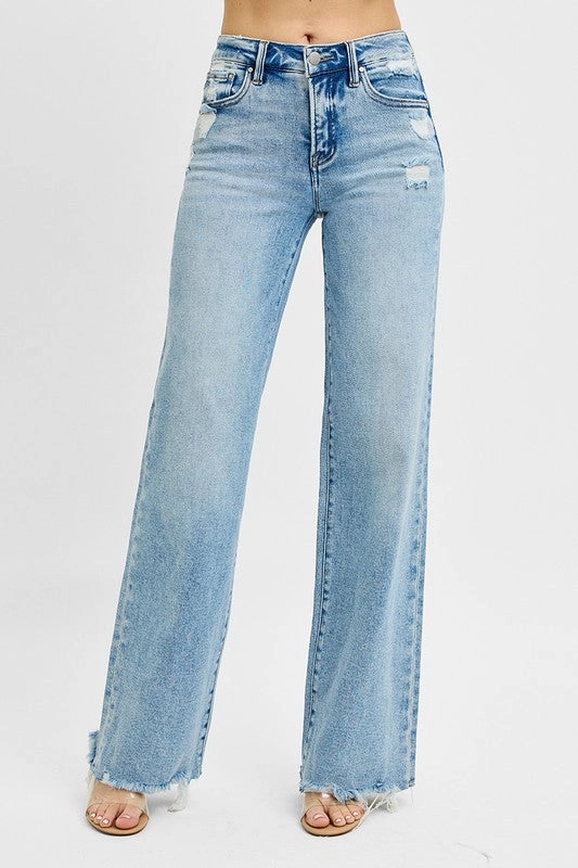 Subtle Palette Risen Jeans Tummy Control Mid Rise Wide Jeans