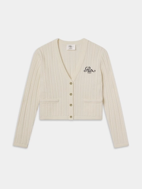 Breathable fabric Ritz Cable Cardigan -- Cream