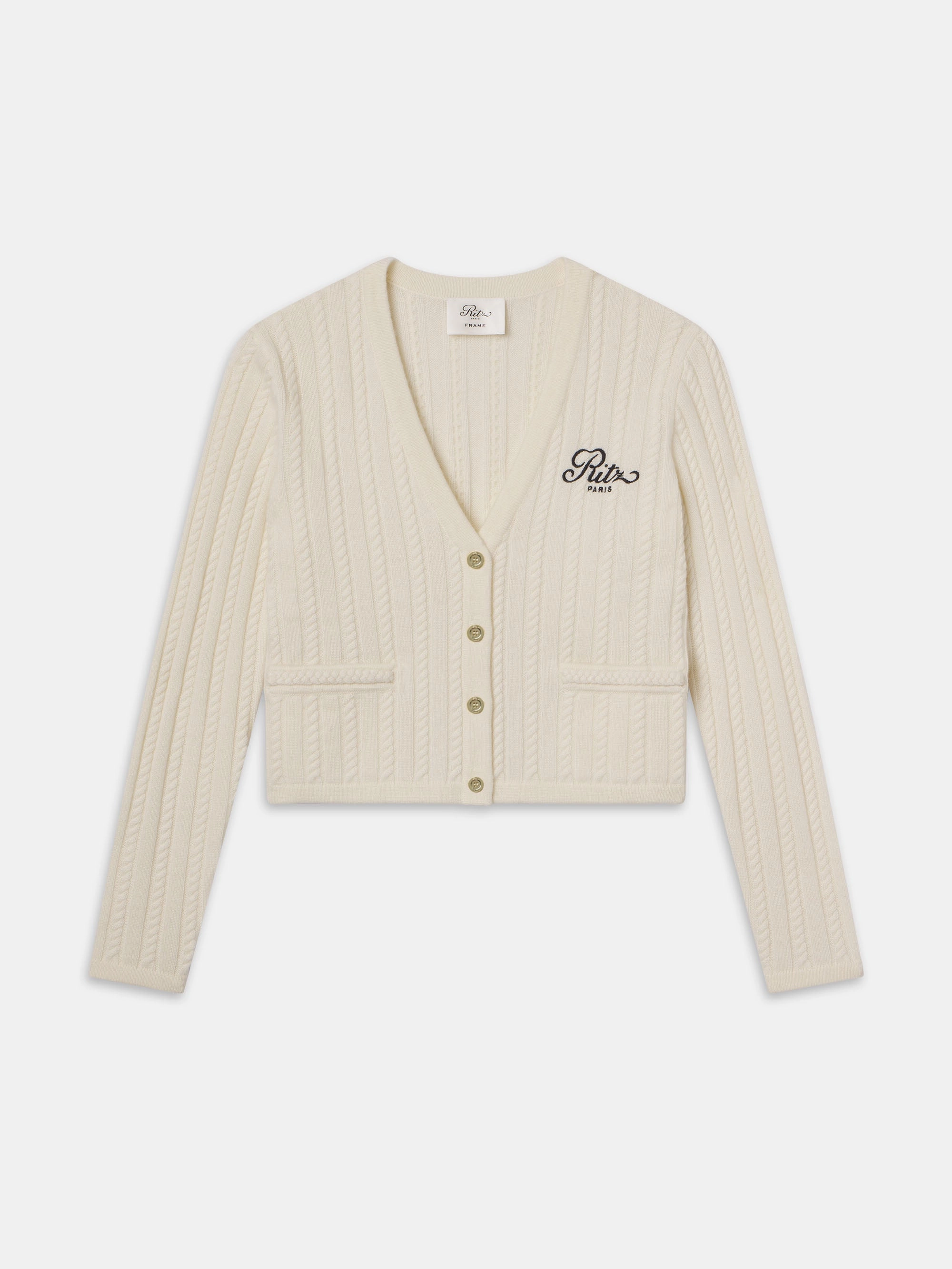 Breathable fabric Ritz Cable Cardigan -- Cream