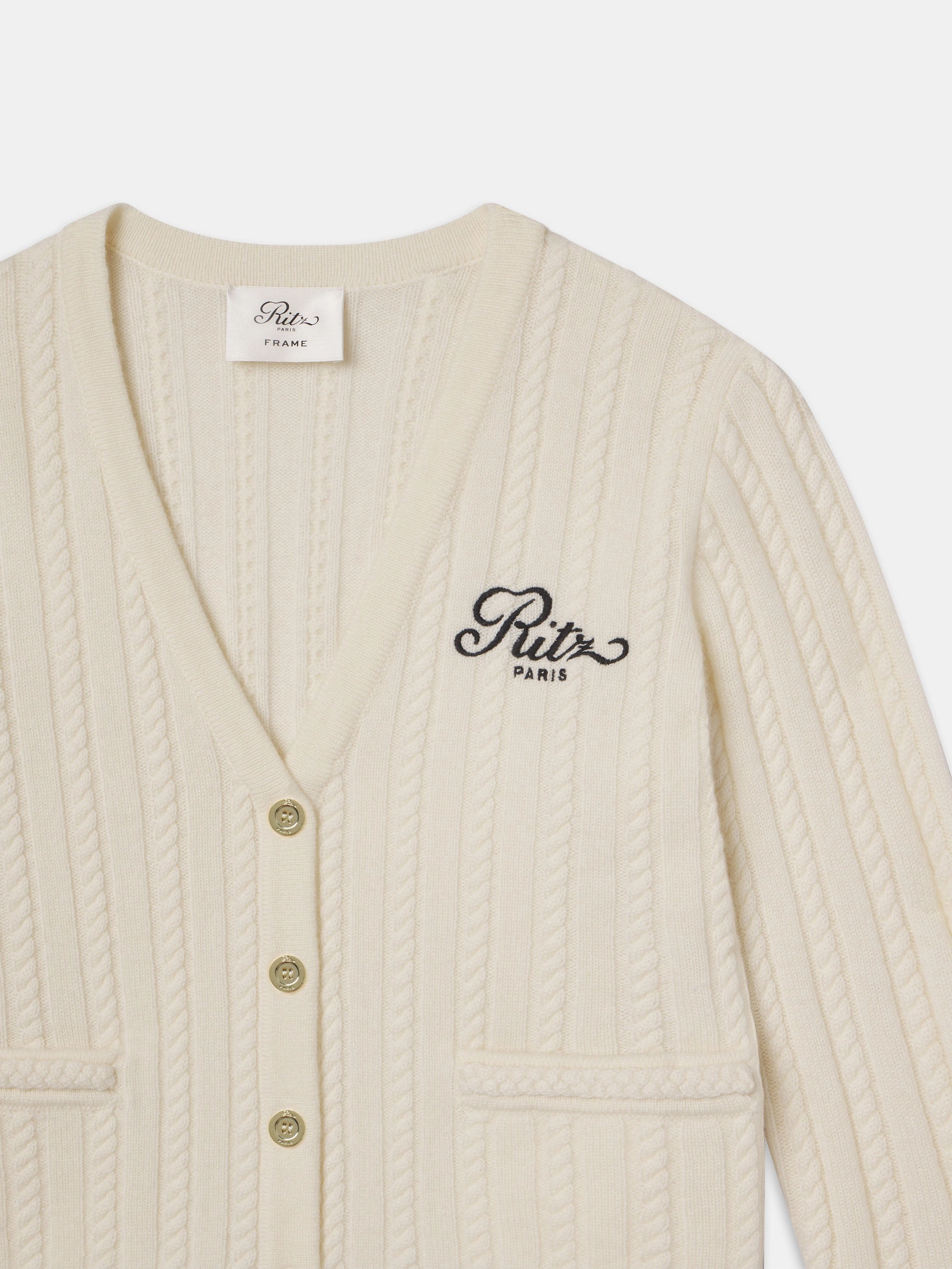 Comfortable Knit Cozy Performance Wear Ritz Cable Cardigan -- Cream