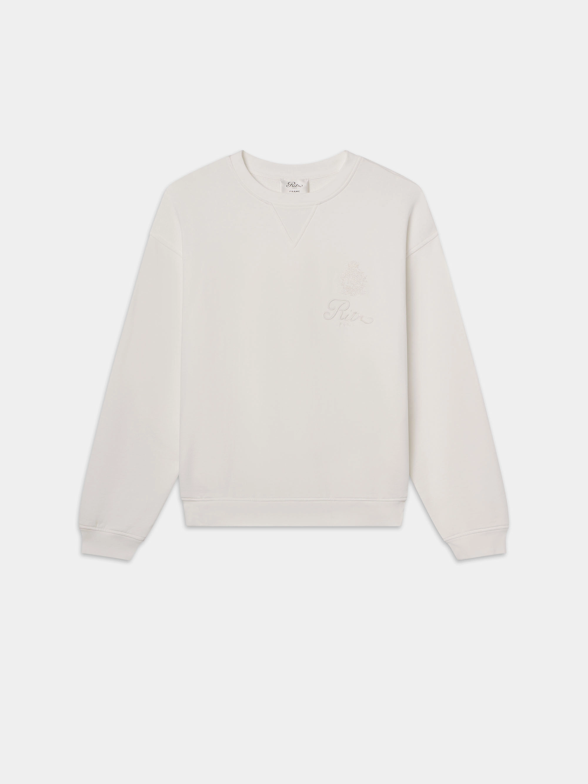 Ritz Unisex Tonal Logo Crewneck -- Cream Smart Fashion Flexible Comfort