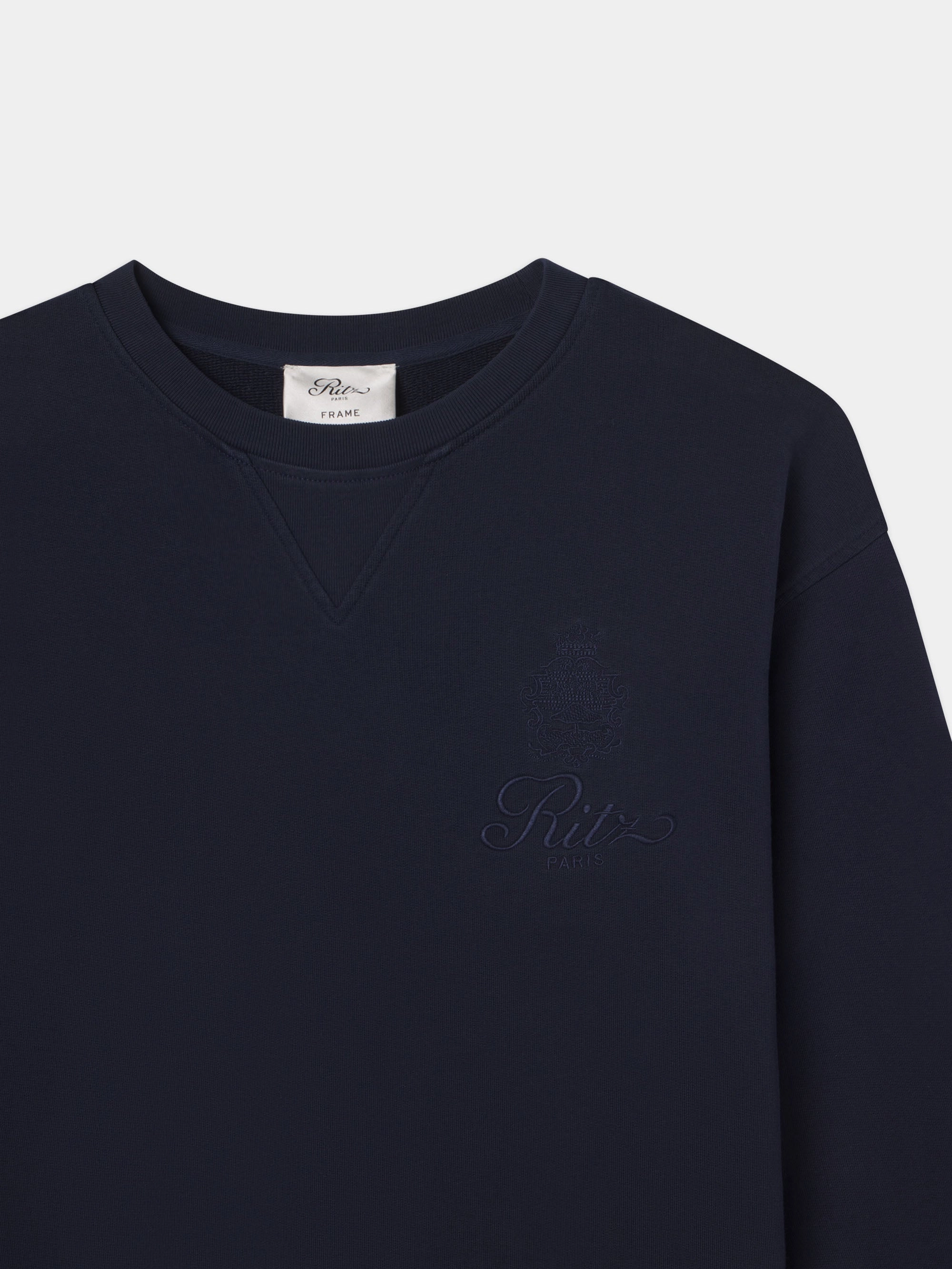 Sophisticated Layers Ritz Unisex Tonal Logo Crewneck -- Dark Navy