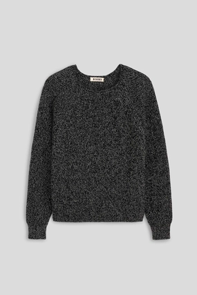 Roll Neck Shaker Stitch Pullover Black / White Thermal regulation