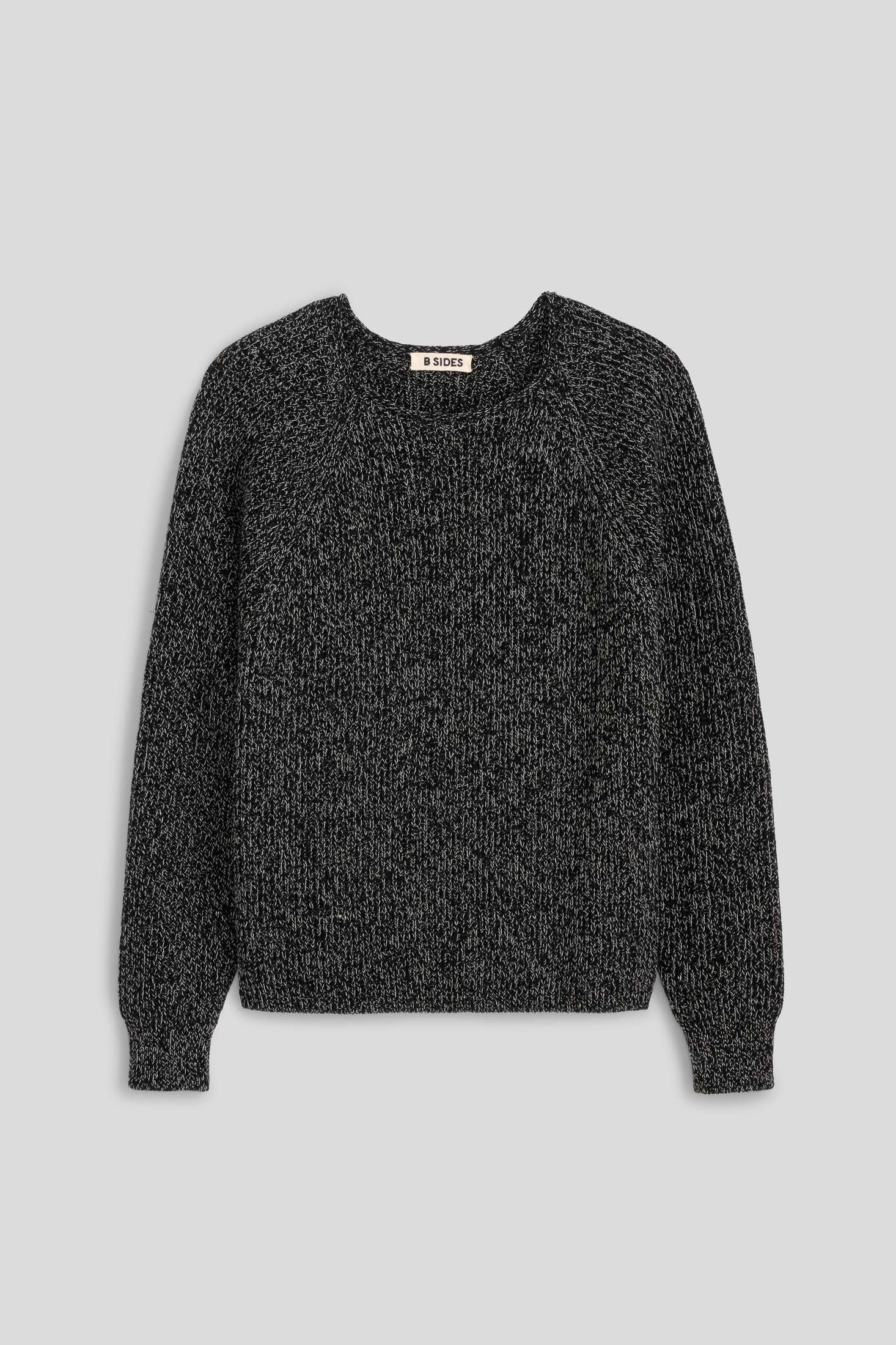 Versatile Fit Relaxed Stretch Roll Neck Shaker Stitch Pullover Black / White