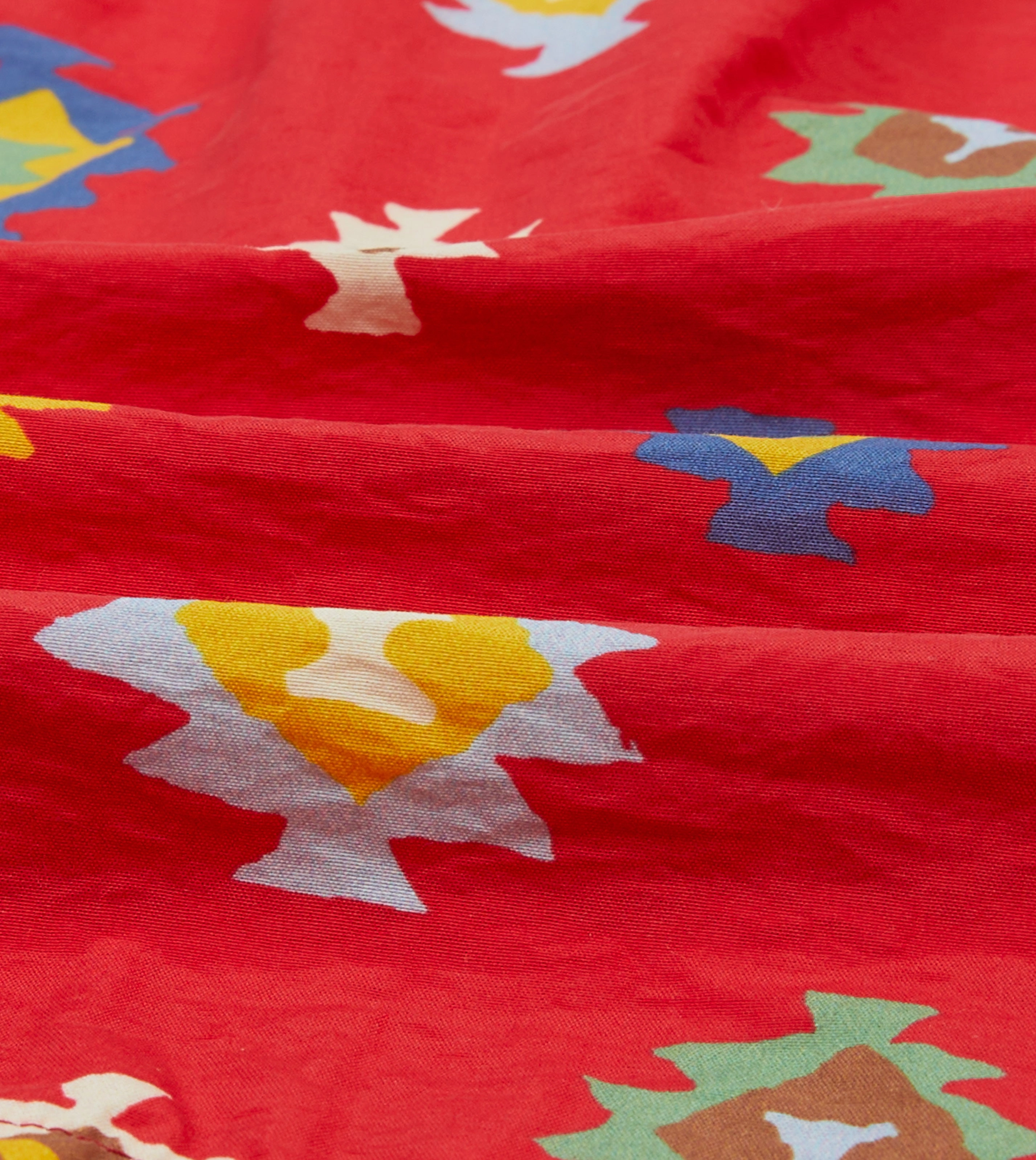 Red Kilim Print Nylon Drawstring Swim Shorts Beach Comfort