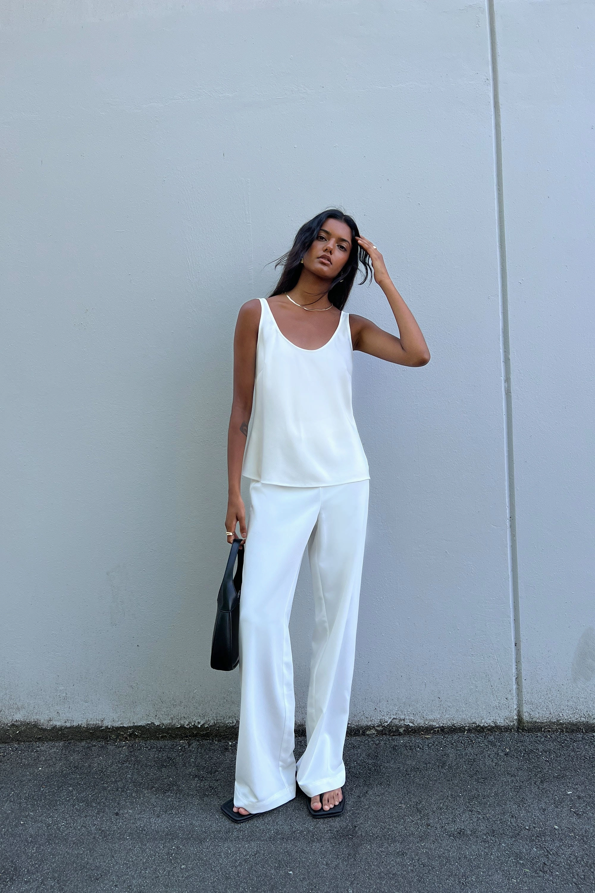 SATIN CREPE WIDE LEG PANT Perfect Fit Wear Core Fit Design