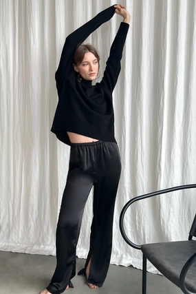 SATIN PANTS WITH FRONT SLITS Comfy Active Casual Design