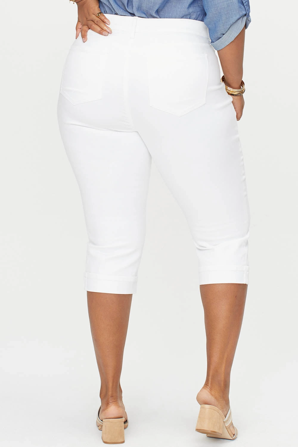 Marilyn Straight Crop Jeans In Plus Size - Optic White Bootcut style