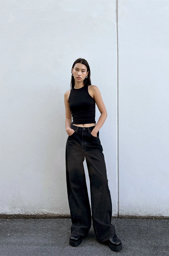 Street Comfort OAK 23 REMIX ASYMMETRICAL HEM HIGH-RISE JEAN