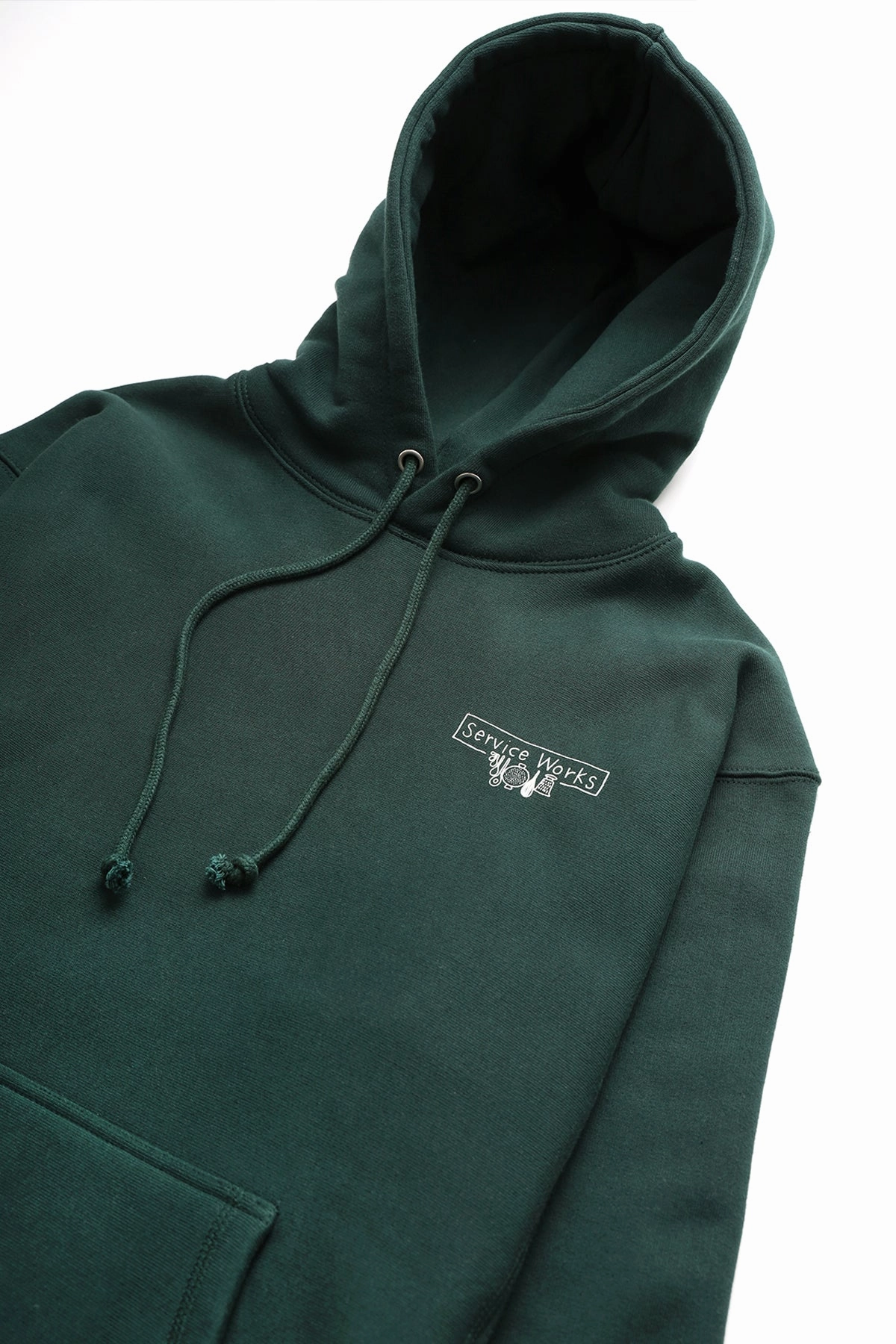 Service Works - 12oz Scribble Logo Hoodie - Forest Quick Fit Performance Recycled Material Blend