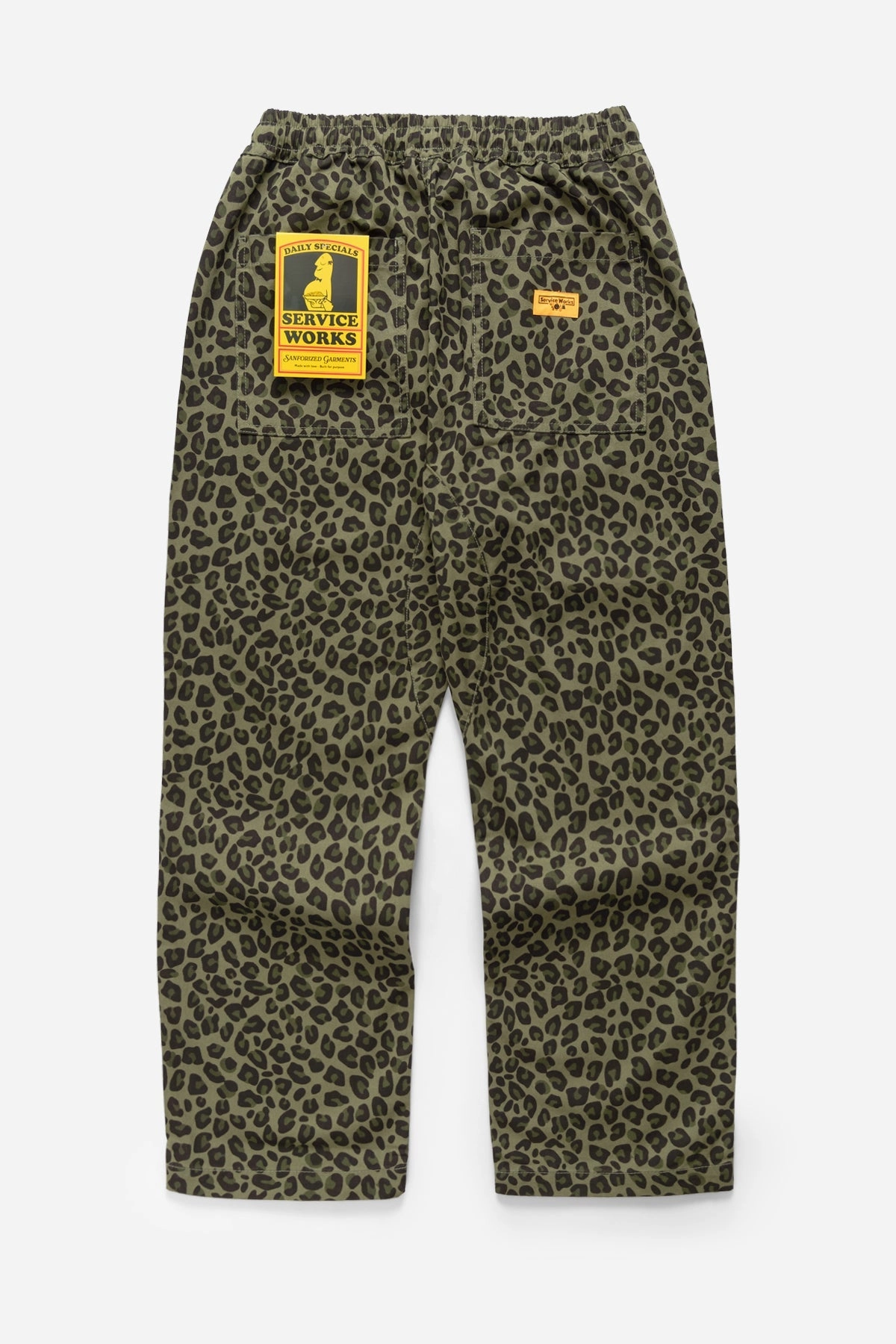 Comfort Fit Wear Bonded Seam Technology Service Works - Patterned Chef Pants - Green Leopard