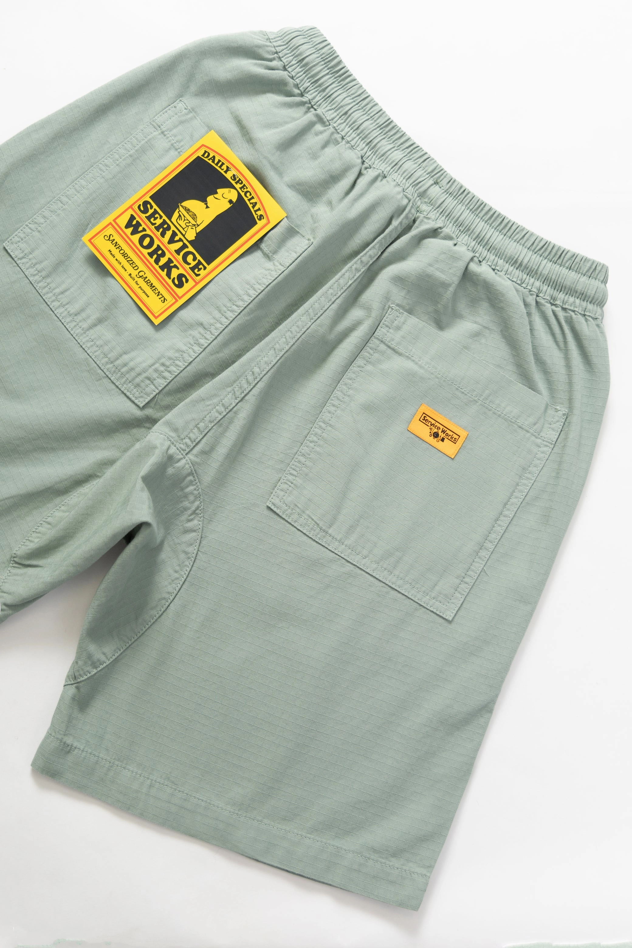 Service Works - Ripstop Chef Shorts - Sage Anti Pilling Fabric