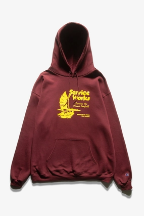 Cozy Apparel Chunky Yarn Service Works - Sail Away Hoodie - Burgundy