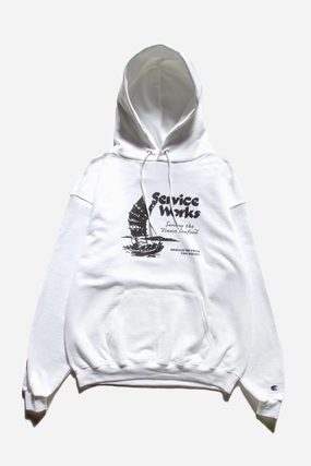 Service Works - Sail Away Hoodie - White elastic waistband Knit Layers