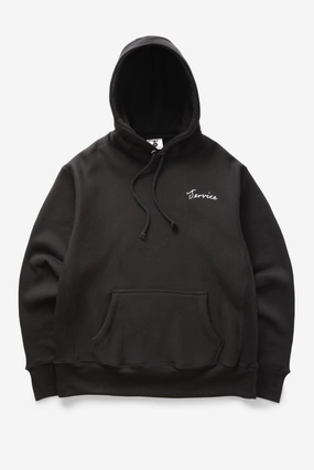 Warm Essentials Sleek Comfort Fit Service Works - Script Logo Hoodie - Black
