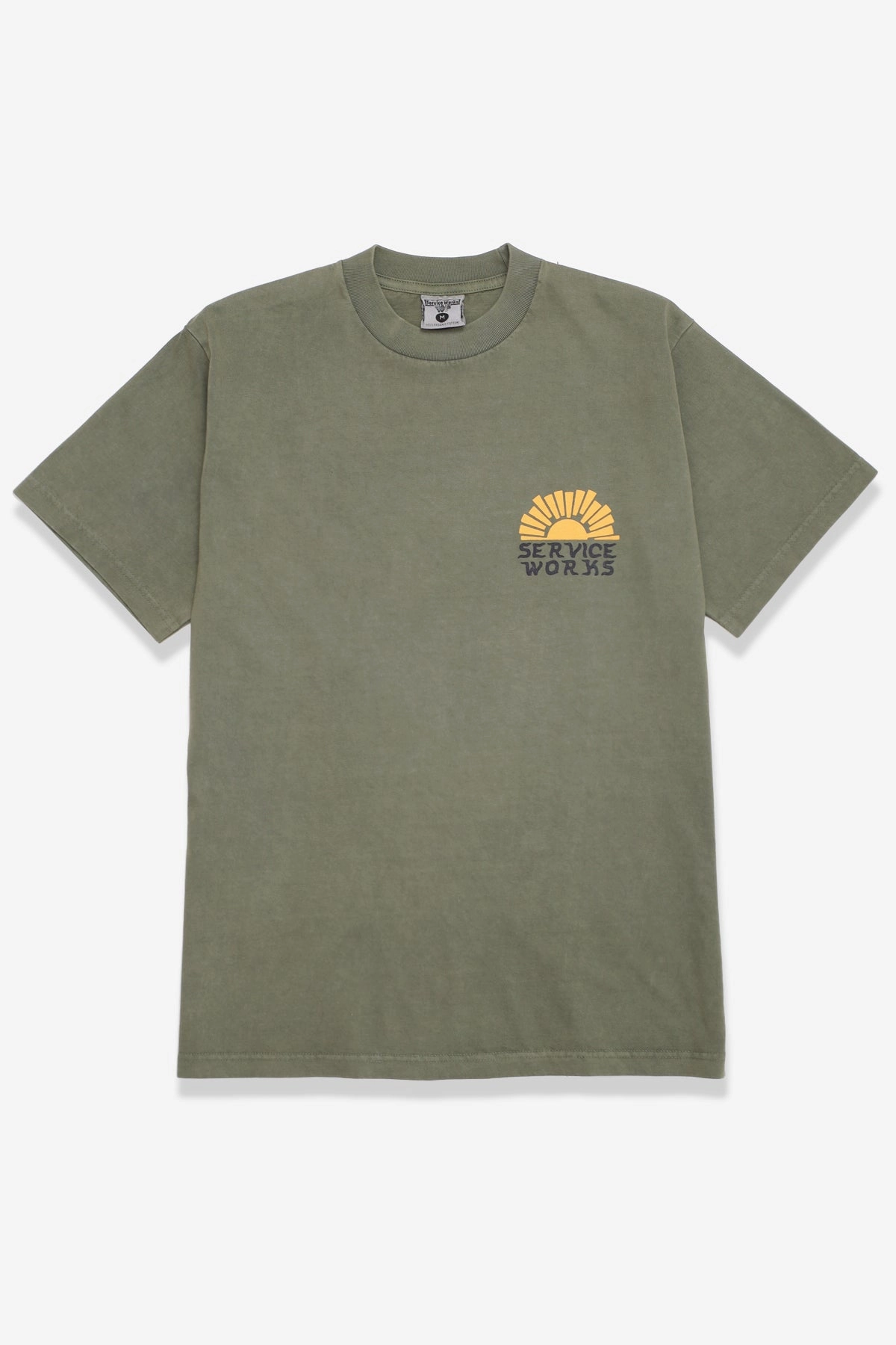Durable Color Retention Geometric Pattern Service Works - Sunny Side Up Tee - Olive