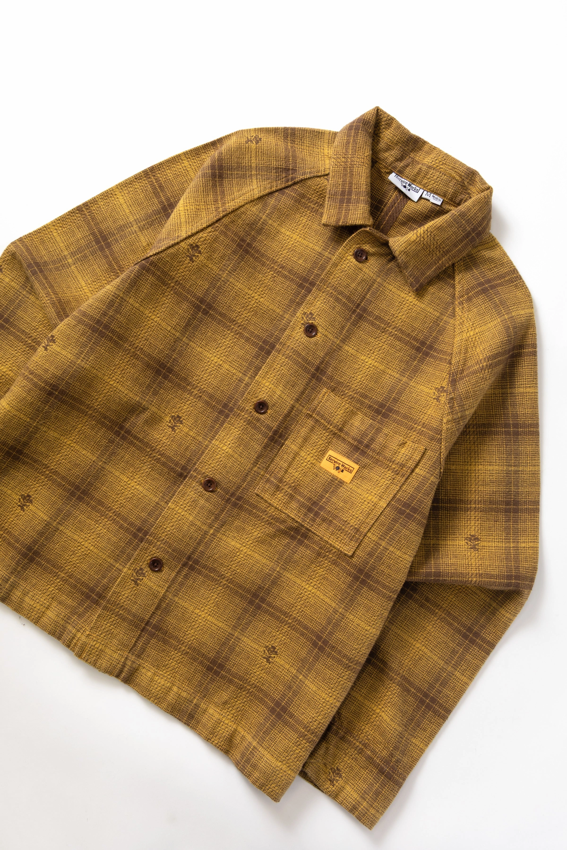 Service Works - Thistle Plaid Front Of House Jacket - Ochre Sleek Motion Quilted Interior Durable Coating