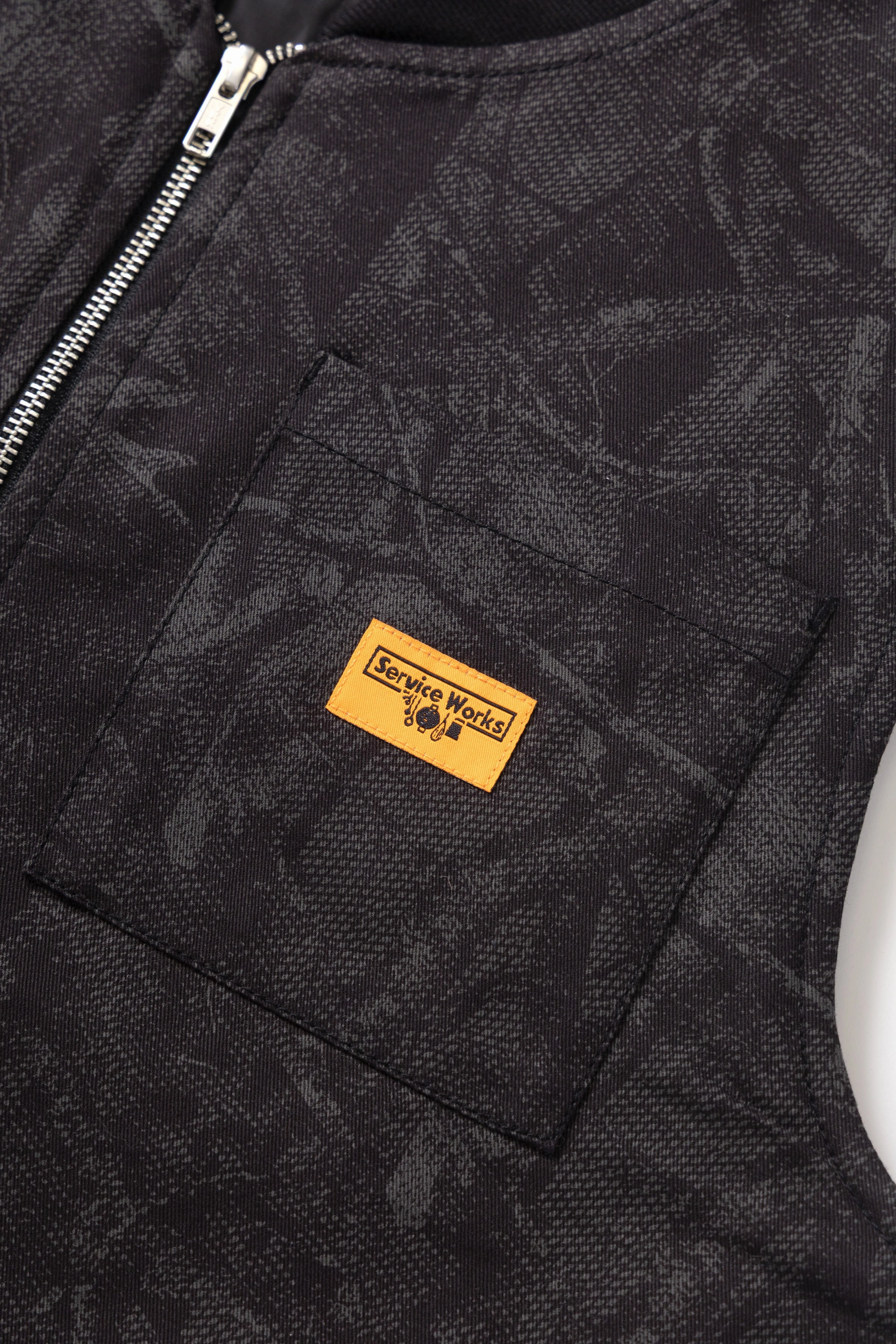 Service Works - Xerox Camo Padded Work Vest - Mono CompactStorage Matte Surface Texture Auxiliary Attachment Points