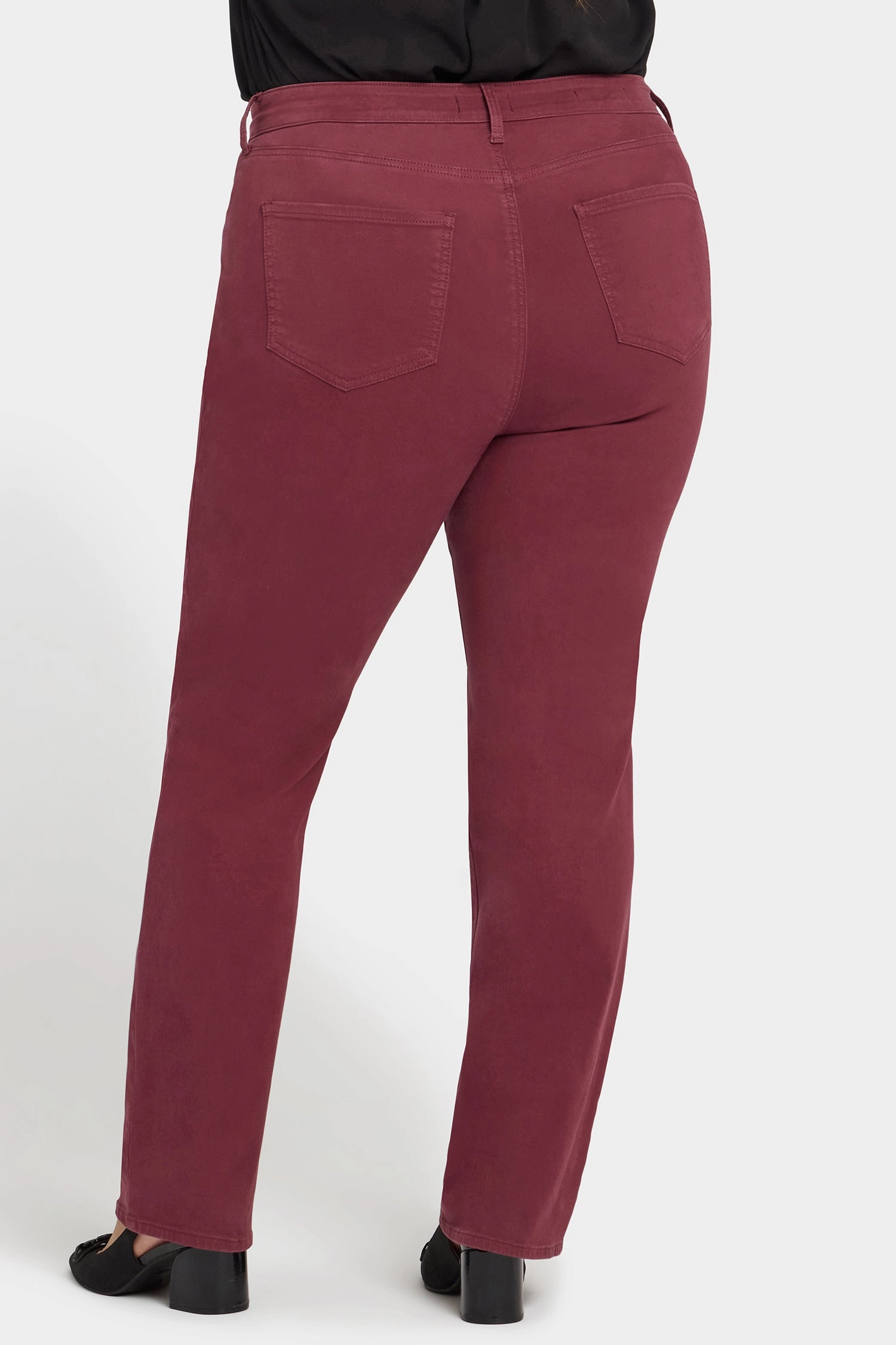 Neutral Outfit Piece Stretch Classic Gym Ready Marilyn Straight Jeans In Plus Size - True Burgundy