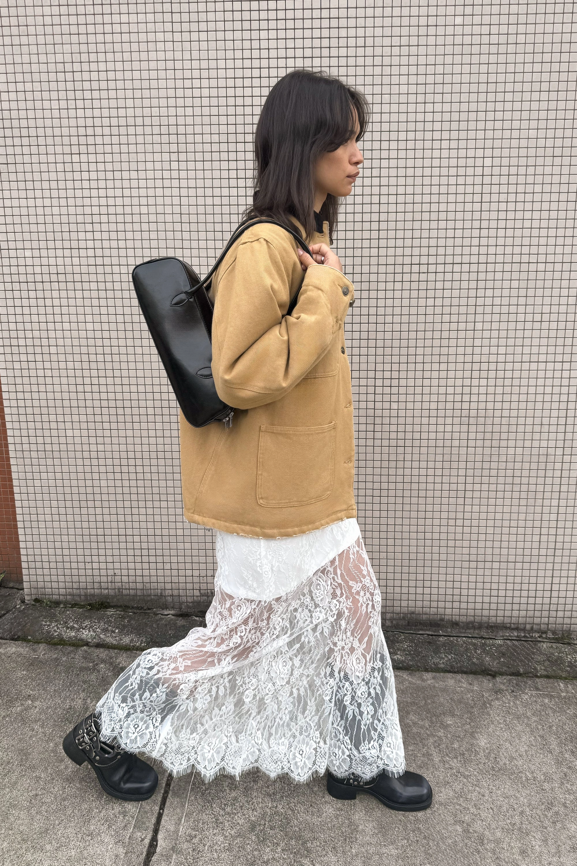 Water Repellent SHEER LAYERED LACE MAXI SKIRT