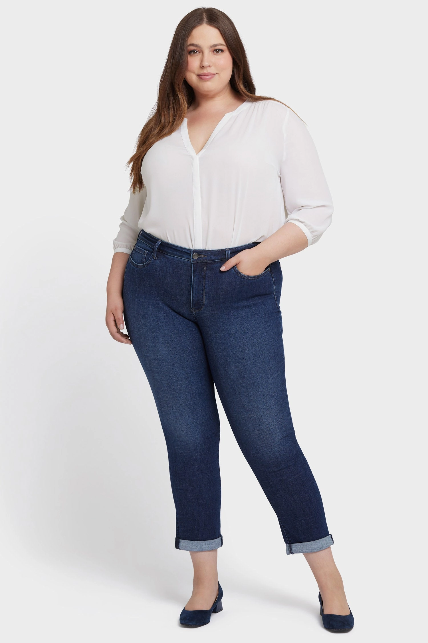 Neutral Style Sheri Slim Ankle Jeans In Plus Size - Wellspring