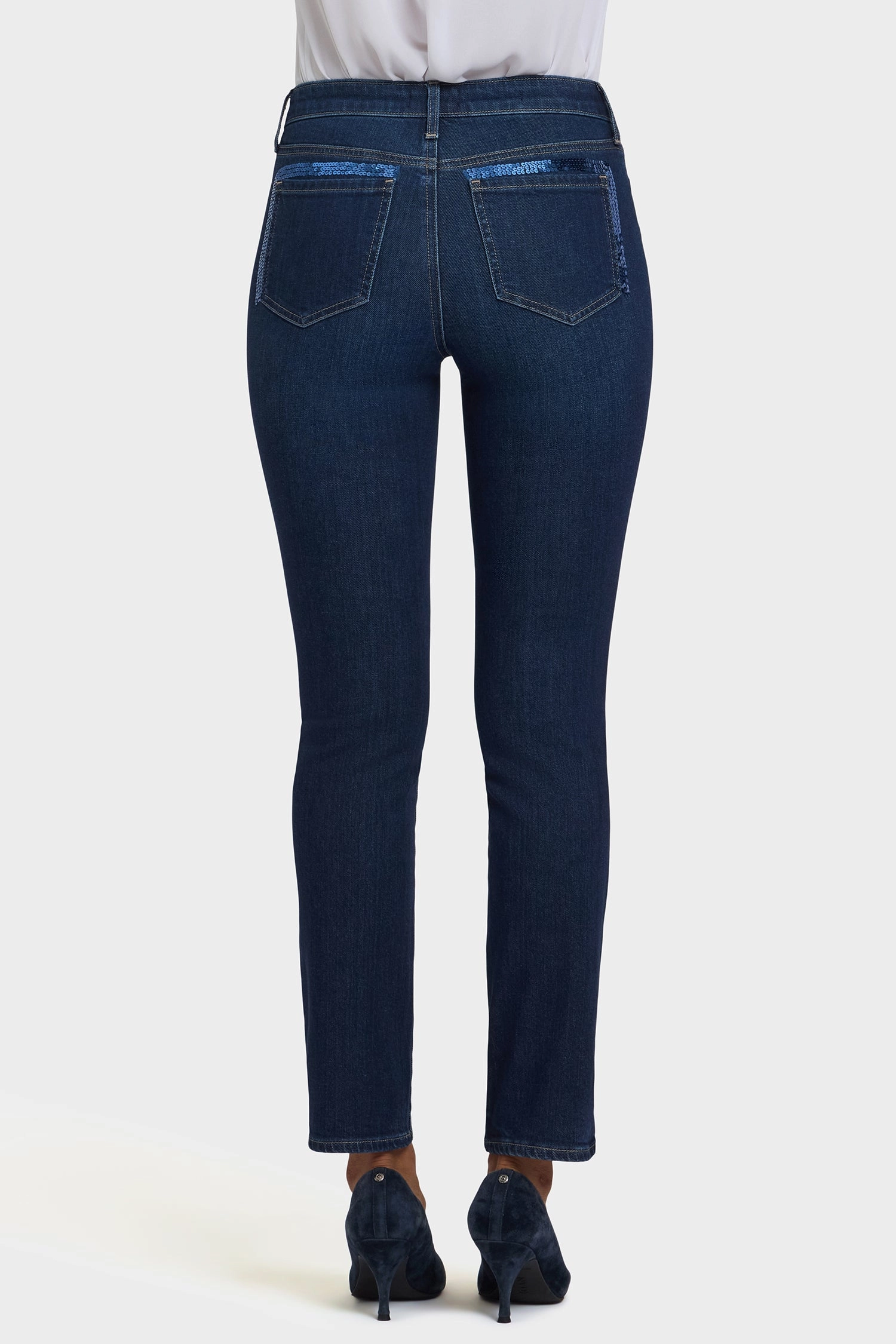 Waterless Wash Technology Elegant Vibrant Textured Sheri Slim Jeans In Petite - Indigo Seine