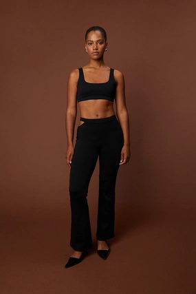 SIDE CUT-OUT PANTS Relaxed Waist Chilly Wear