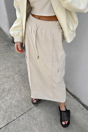 MIDI CORDUROY CARGO SKIRT Light Flow Refined Mood