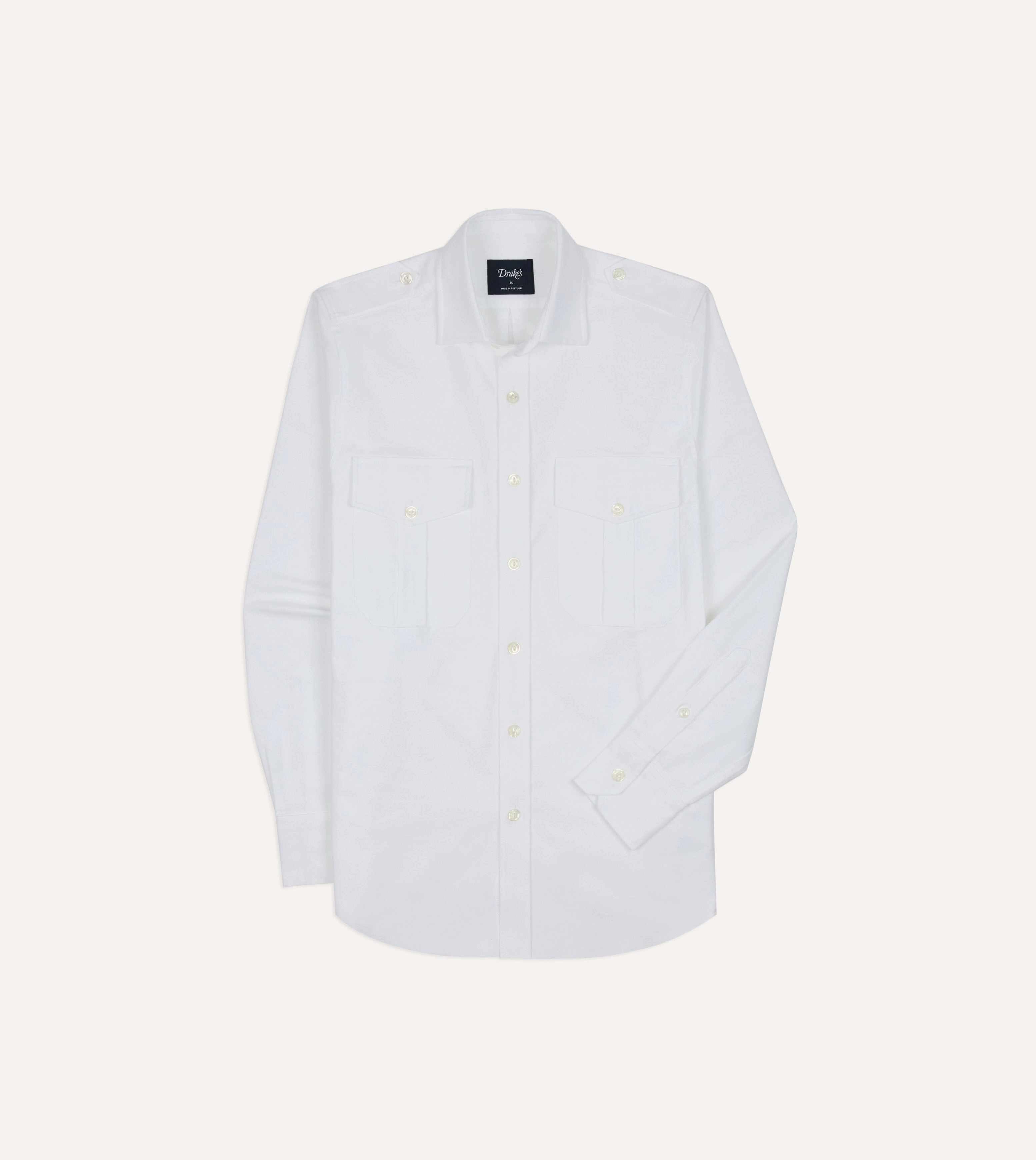 Comfortable Fabric White Oxford Cotton Military Shirt