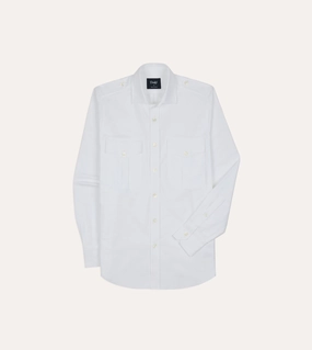 Comfortable Fabric White Oxford Cotton Military Shirt