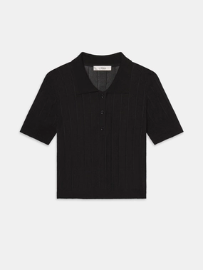 Essential Warmth The Ribbed Polo -- Black