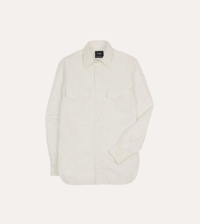 Anti Odor Treatment Autumn Look White Cotton Two-Pocket Work Shirt