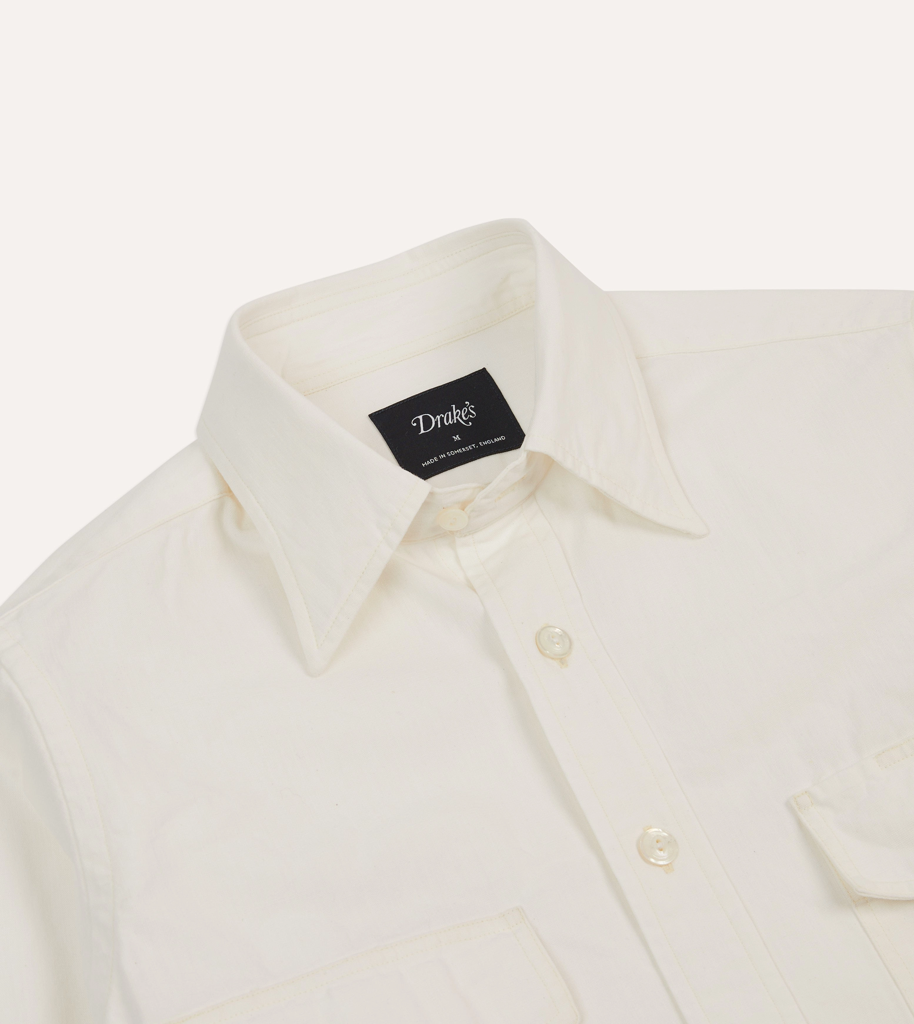 White Cotton Two-Pocket Work Shirt Mature Elegance