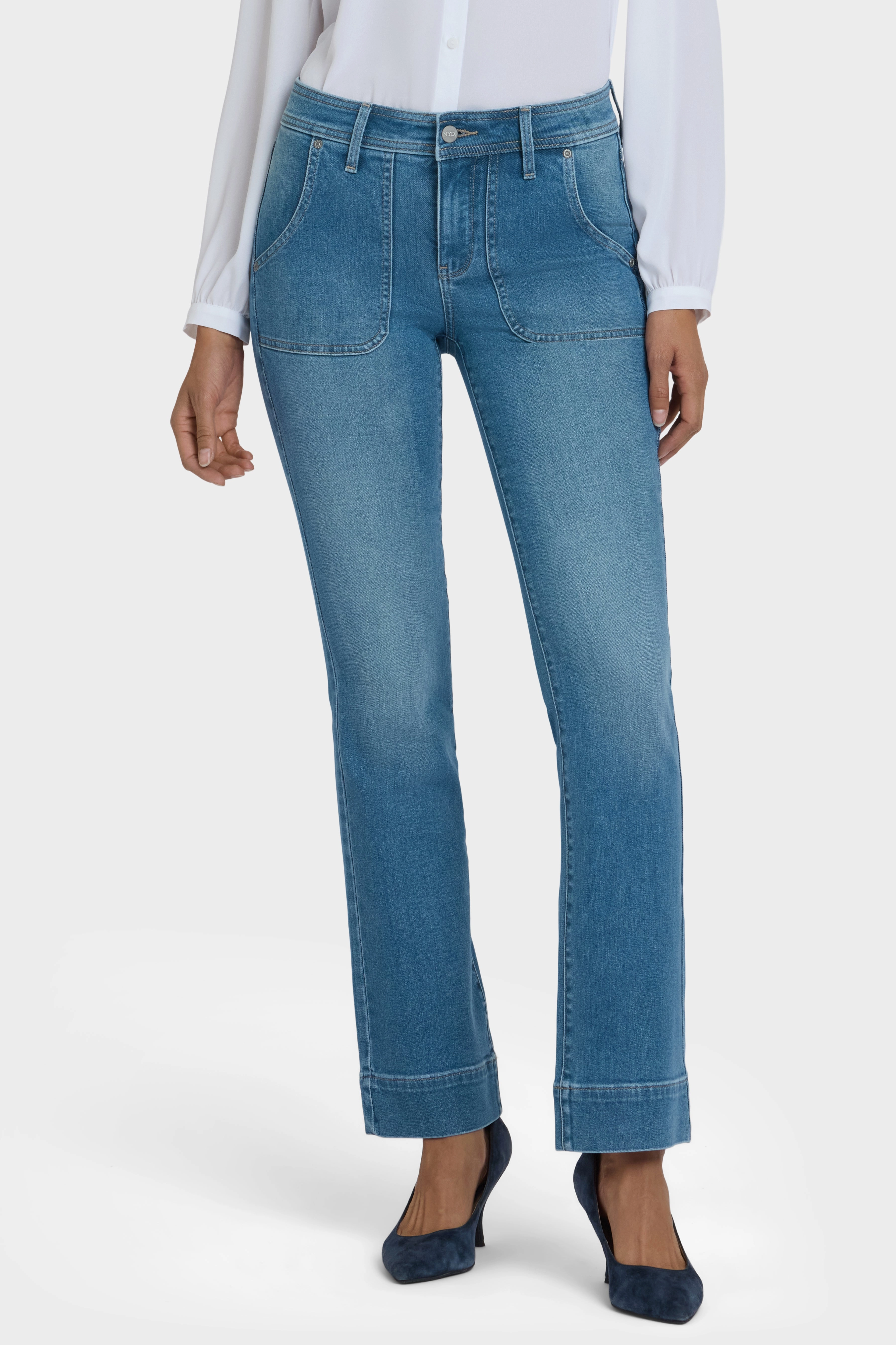 Barbara Bootcut Jeans - Avenue Blue Permanent Crease Retention Flexible Knee Panels