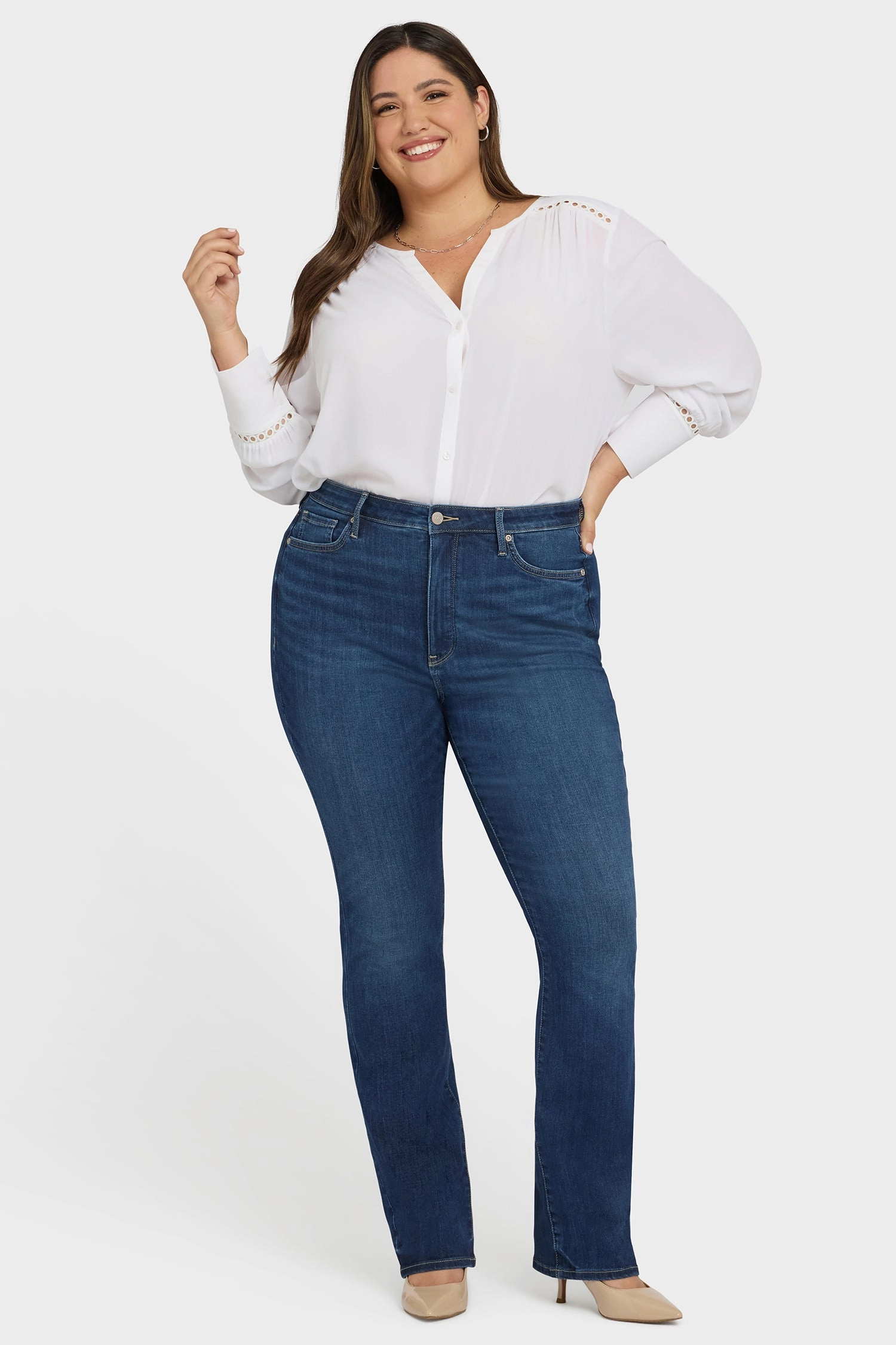 Daywear Option Billie Mini Bootcut Jeans In Plus Size - Vintage Lapis