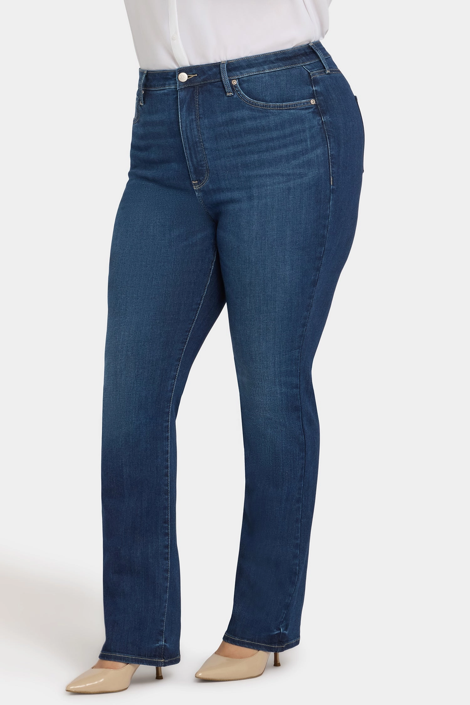Billie Mini Bootcut Jeans In Plus Size - Vintage Lapis Trend Setter Trendy Premium Textured Yarn Blends