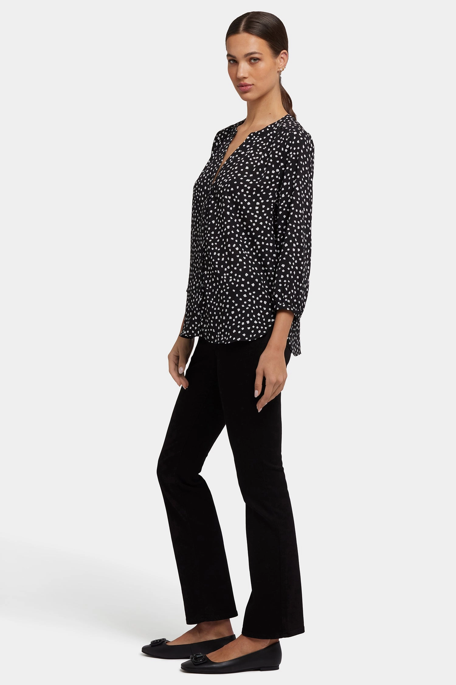 high-low hem Anniversary Celebration Pintuck Blouse - Francoise Dots