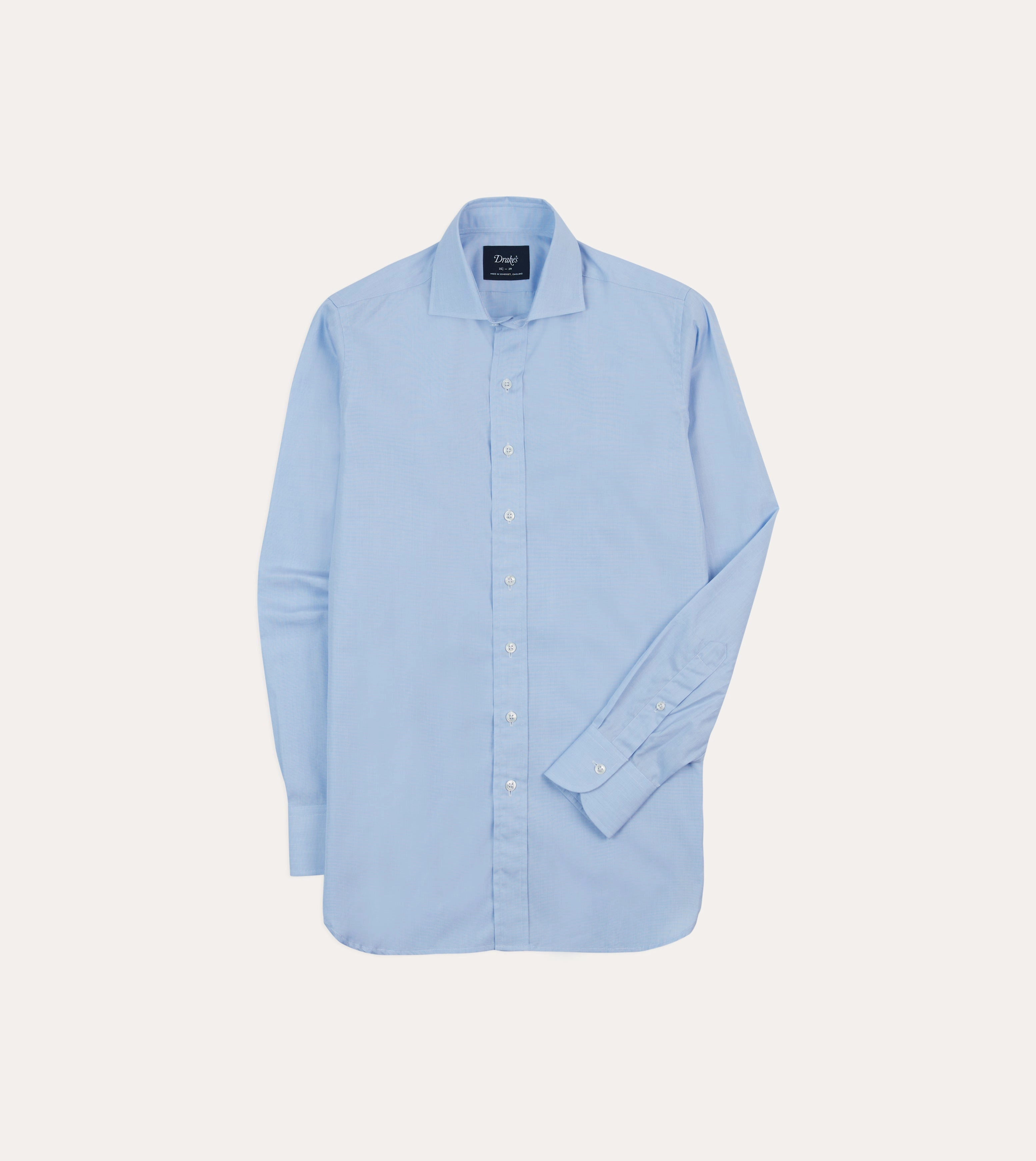 Seasonal Trend Sky Blue Cotton Spread Collar End-on-End Poplin Shirt