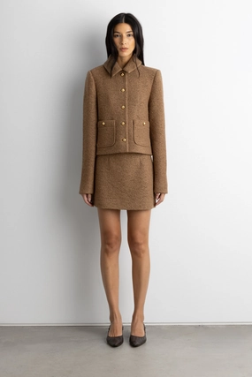 BOUCLE WOOL BLEND MINI SKIRT Matte Texture Aesthetic Fit