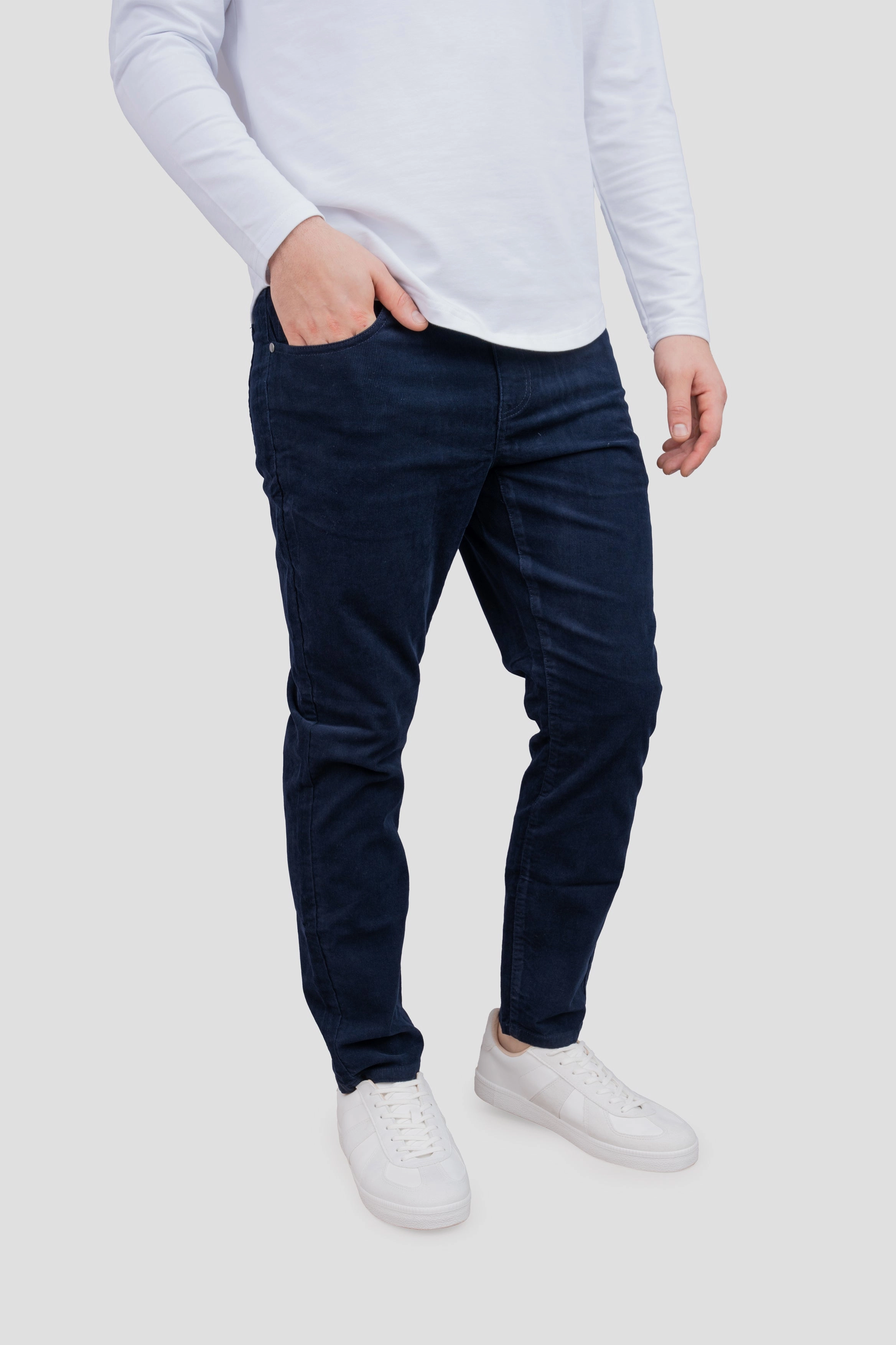Weekend Vibes Fits Everyone Stretch Cord 5 Pocket Pants Navy