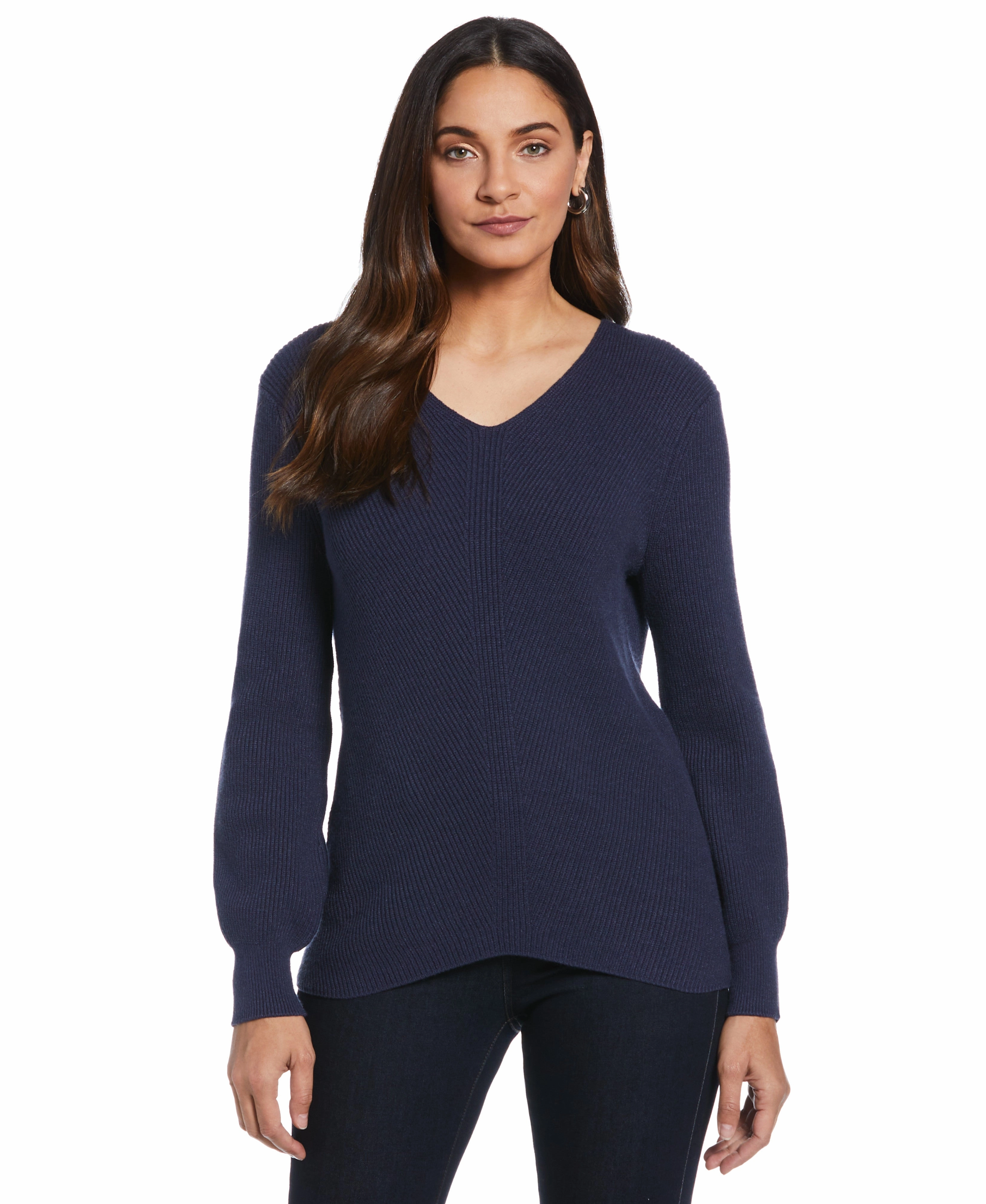 Essential Ribbed V-Neck Sweater Warm Fashion Comfy Essentials