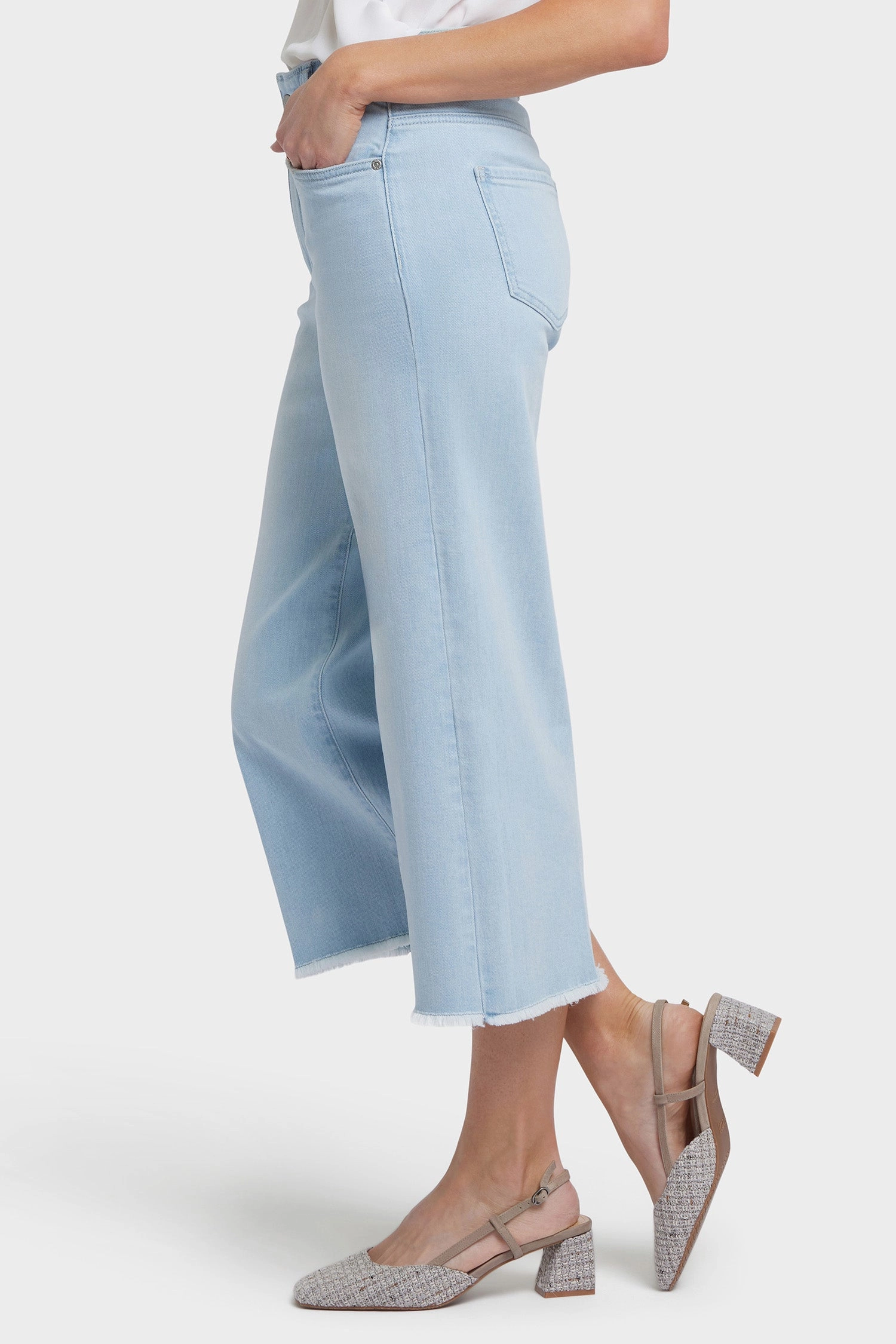 Brigitte Wide Leg Capri Jeans In Petite - Clear Waters Great Base High-Quality Fit