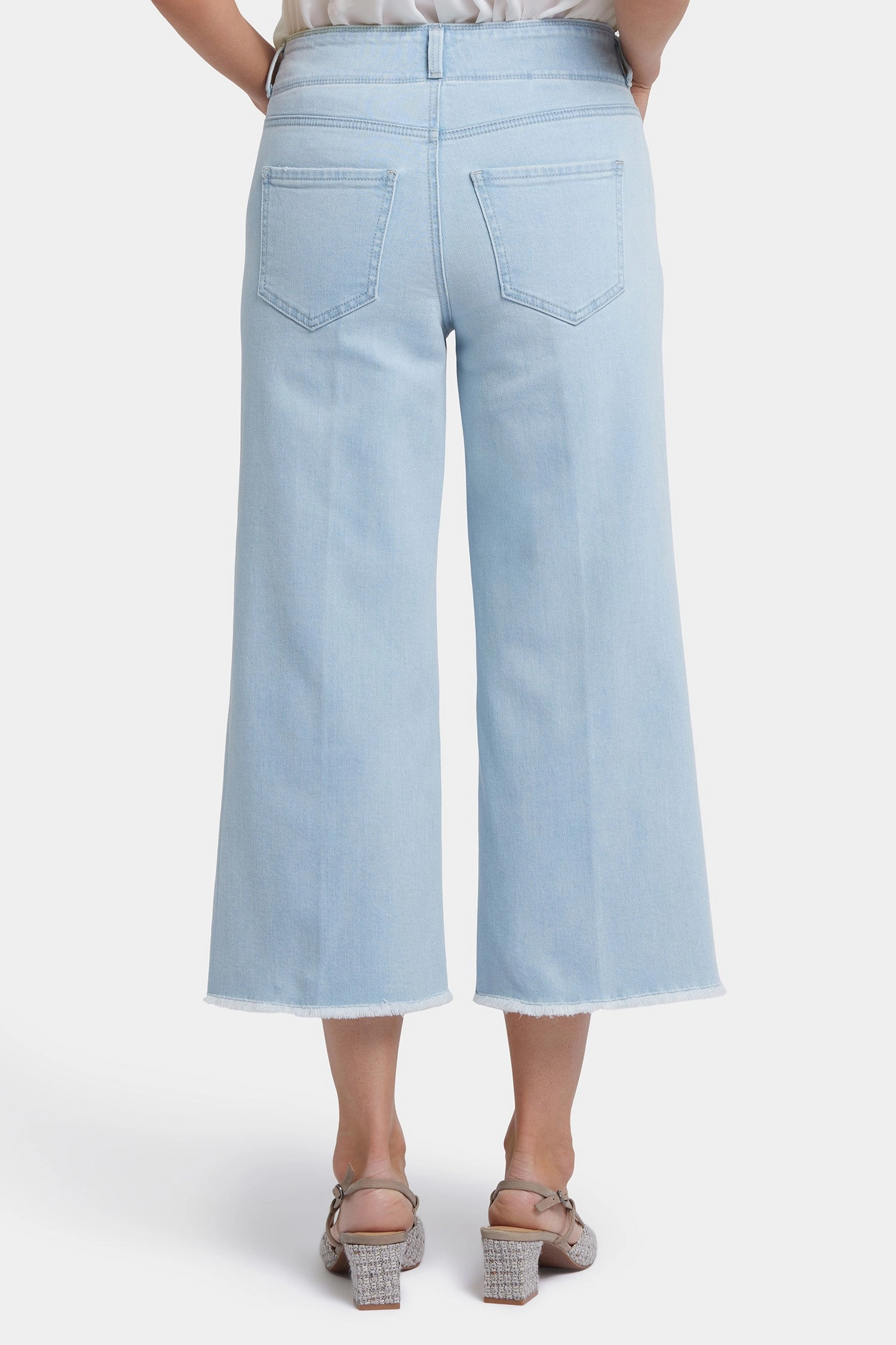 Brigitte Wide Leg Capri Jeans In Petite - Clear Waters No Fade Look