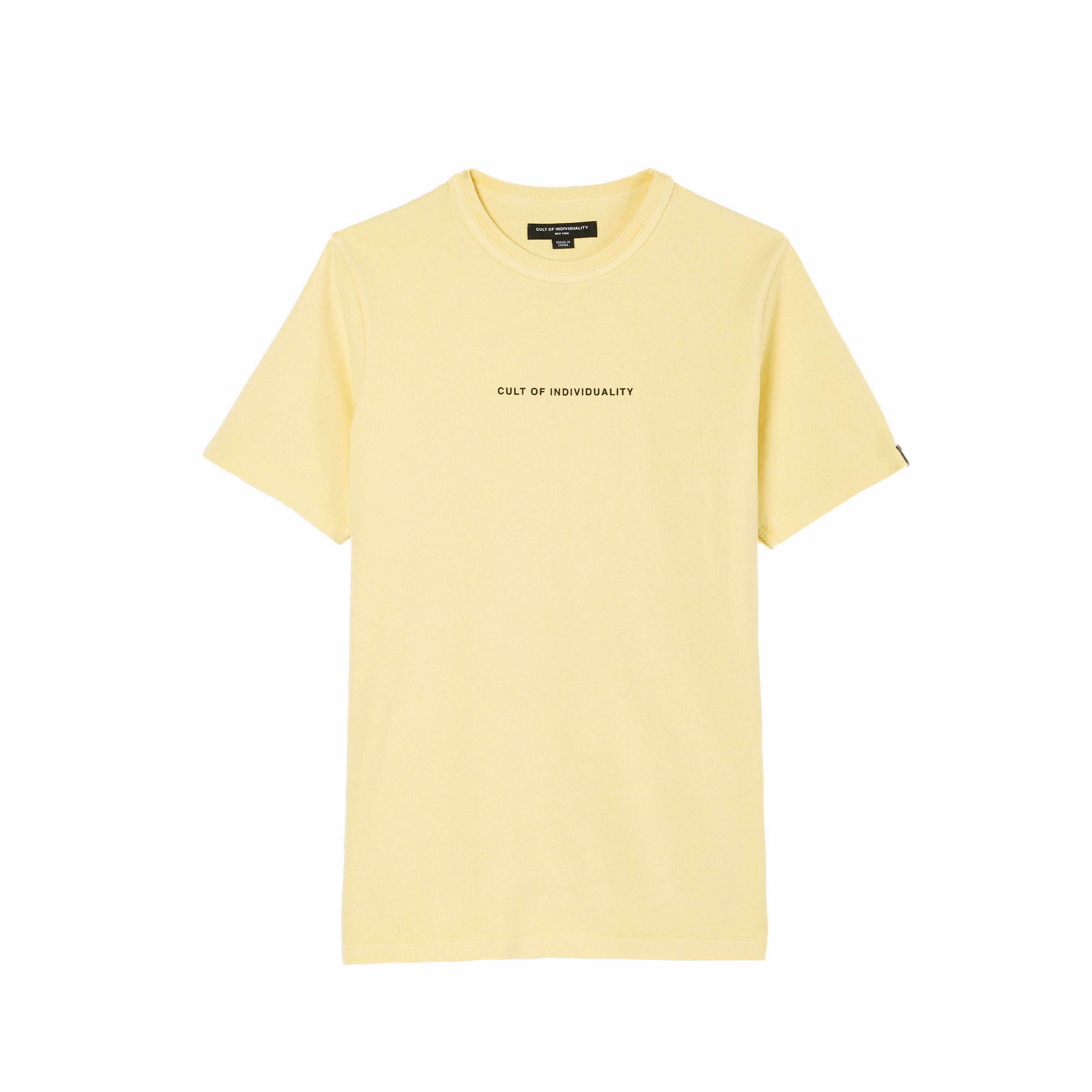 Layered Neckline Cult's Heavyweight Short Sleeve Crew Neck Tee "Shimuchan" Logo in Banana