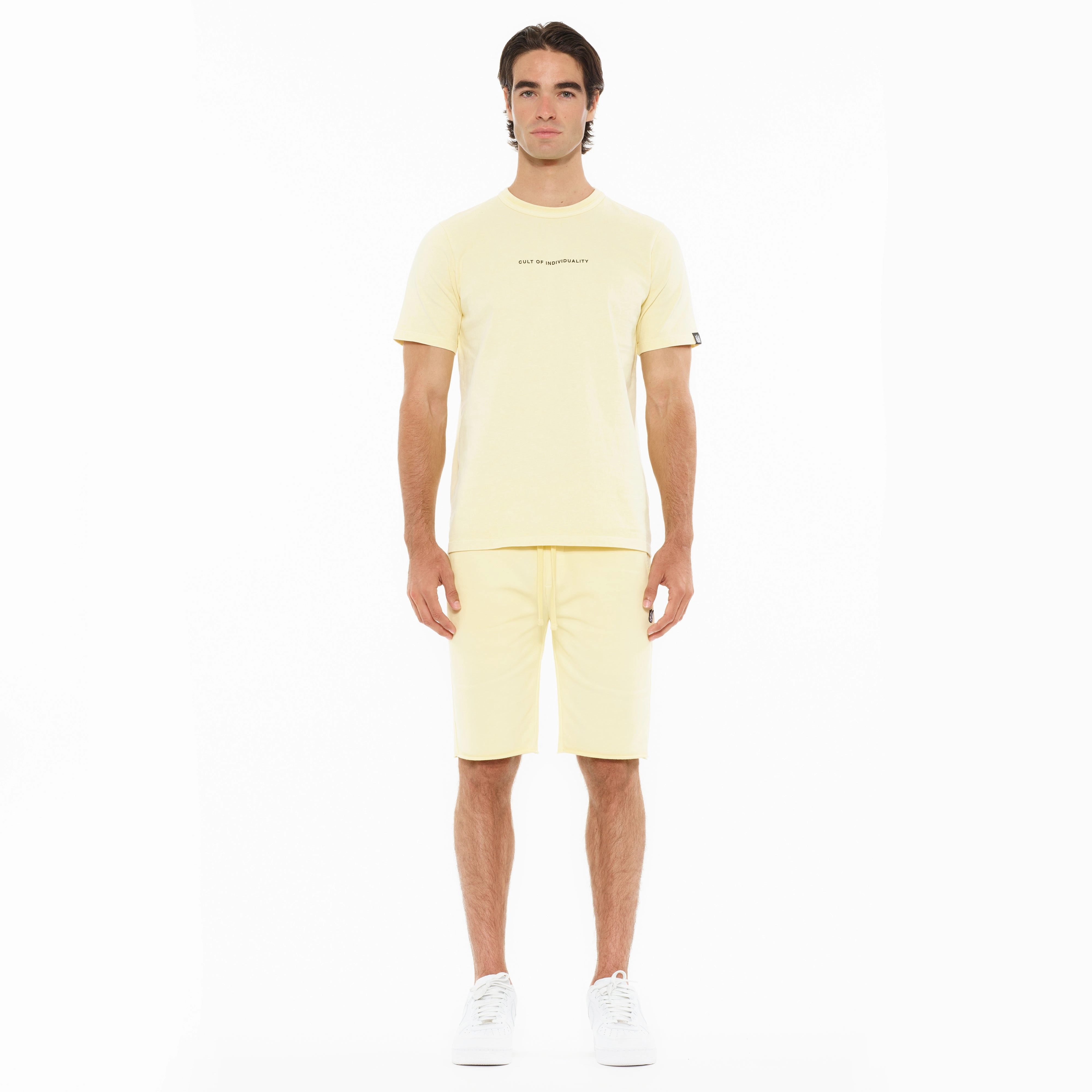 Cult's Heavyweight Short Sleeve Crew Neck Tee "Shimuchan" Logo in Banana Casual Vibes