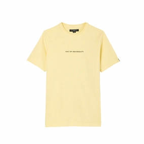 Layered Neckline Cult's Heavyweight Short Sleeve Crew Neck Tee "Shimuchan" Logo in Banana