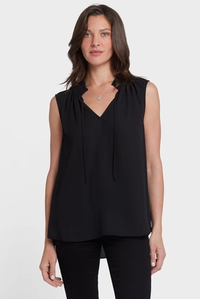 Sleeveless Gemma Blouse - Black Lightweight Weave