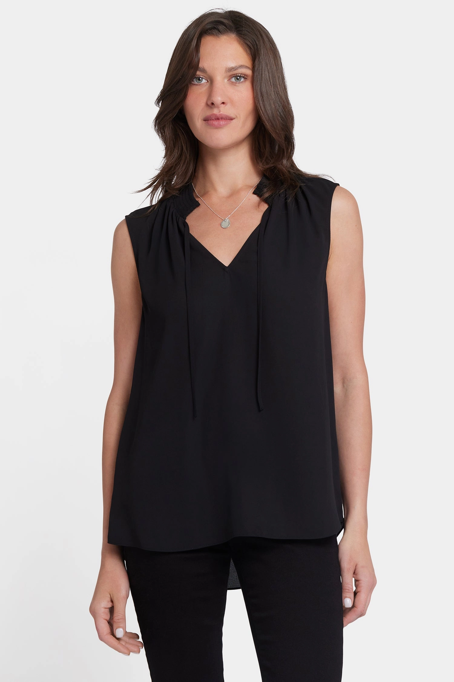Sleeveless Gemma Blouse - Black Lightweight Weave