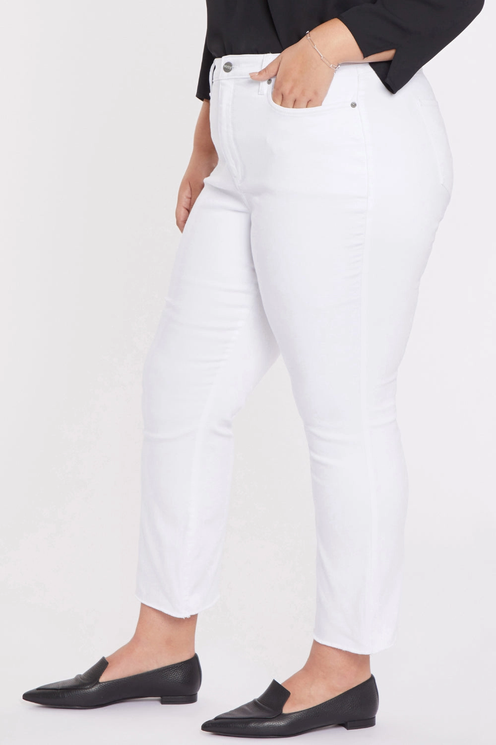 Sustainable Creative Look Slim Bootcut Ankle Jeans In Plus Size - Optic White
